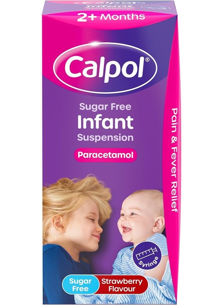 Calpol Sugar Free Infant Suspension 2+ Month Strawberry Flavour, 200ml - Image 1